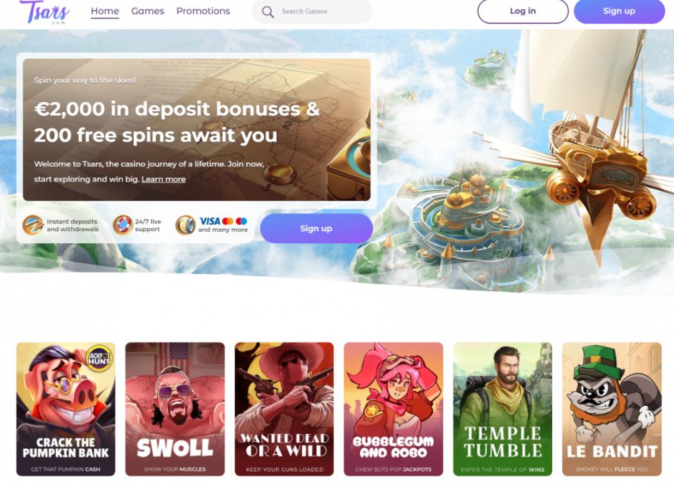 Tsars Casino – Få upp till 2 000 € + 200 free spins i bonus